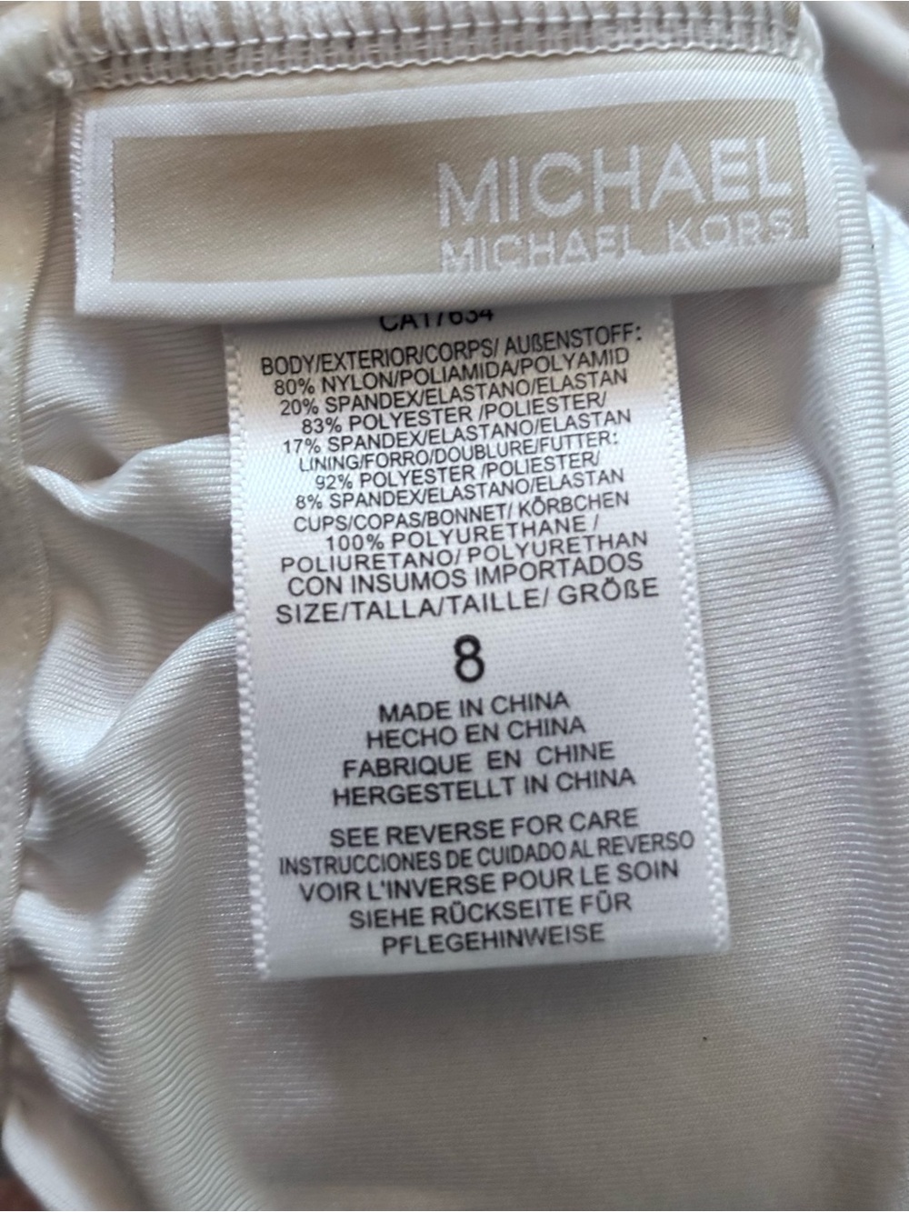 Michael Kors Asymmetric One-Shoulder One-Piece Swimsuit in White & Black - Picture 6 of 6